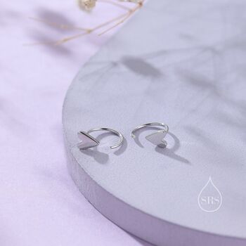 Sterling Silver Tiny Skinny Heart Huggie Hoop Earrings, 4 of 12