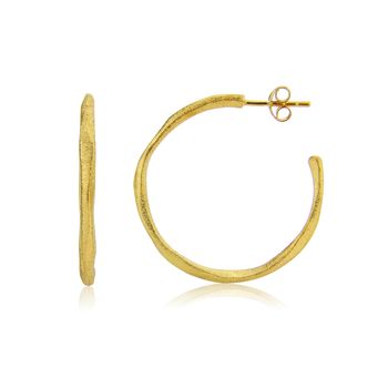 Olivera Medium Brushed Gold Plated Hoop Earrings, 2 of 4