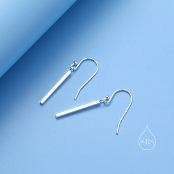 Sterling Silver Asymmetric Dangle Bar Earrings In Sterling Silver, 6 of 12