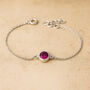 Sterling Silver February Amethyst Birthstone Bracelet, thumbnail 2 of 6