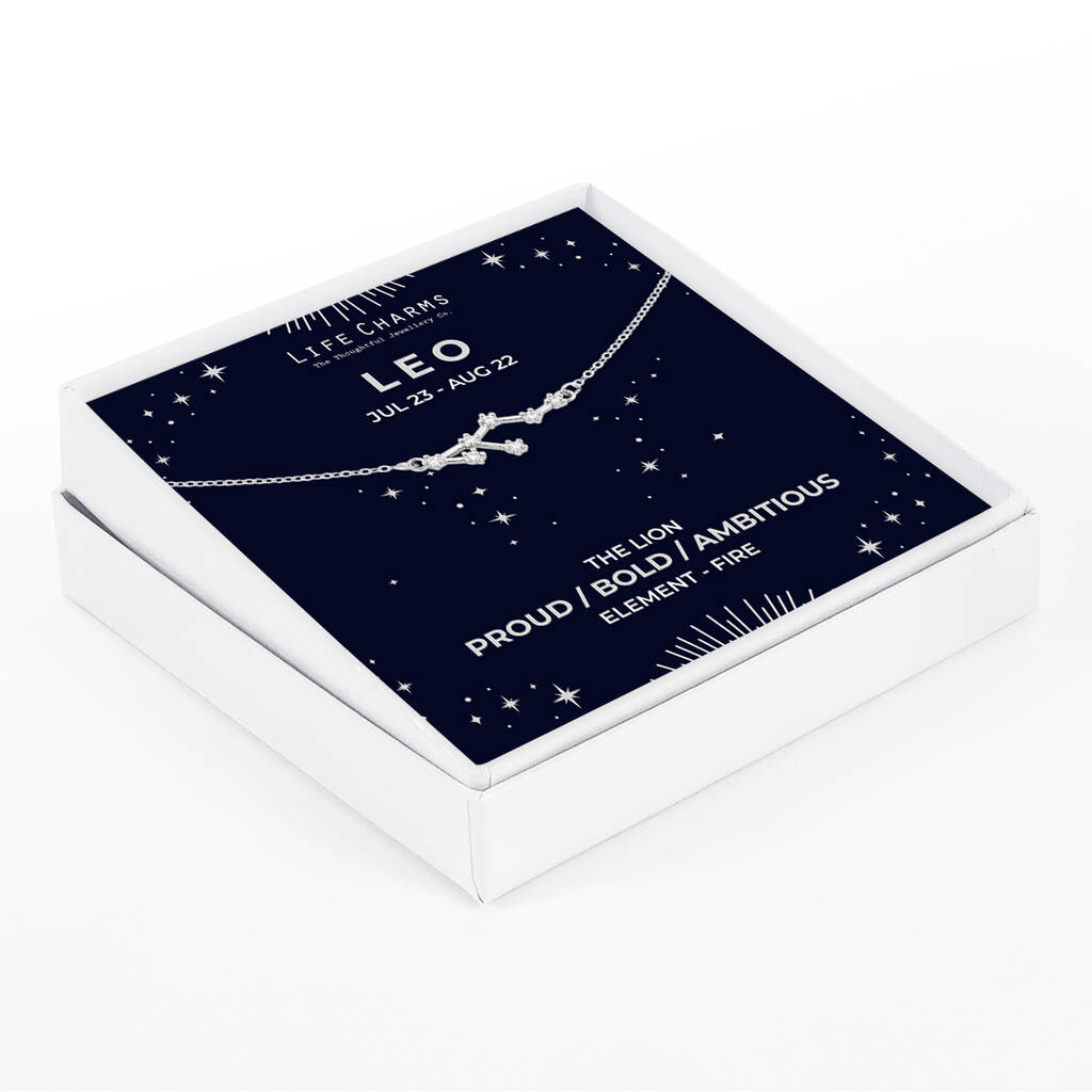 Leo Silver Zodiac Constellation Necklace, 1 of 3