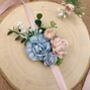 Blush Pink And Blue Flower Wrist Corsage, thumbnail 1 of 4