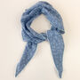 Dainty Blue And White Flower Print Triangle Scarf, thumbnail 1 of 4