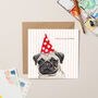 Party Pug With Stripes Card, thumbnail 1 of 3