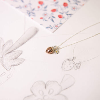 Rose Gold Strawberry Sterling Silver Necklace, 4 of 8