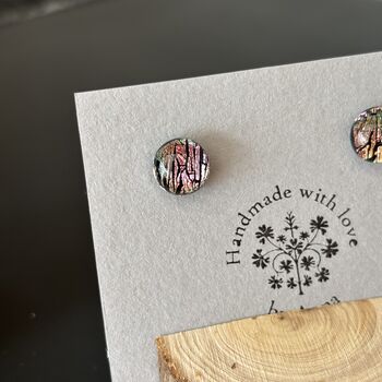 Pink Abstract Fused Glass Sterling Silver Stud Earrings, 3 of 10
