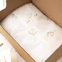 Cream Pointelle Christening Blanket With Cross And Name, thumbnail 9 of 11