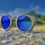 Rivington Sunglasses Recycled Denim Frame And Blue Lens, thumbnail 3 of 7