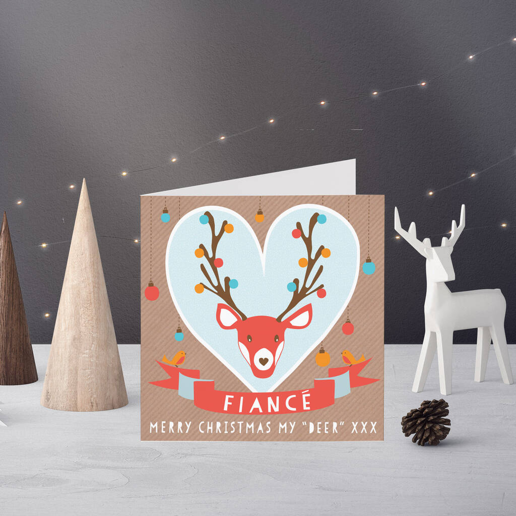 Deer Fiance Christmas Card, 1 of 2
