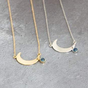 Crescent Moon Necklace With Mood Stone, 7 of 10