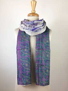 Sustainable Hand Embroidered Vintage Silk Scarf Shawl, 2 of 7