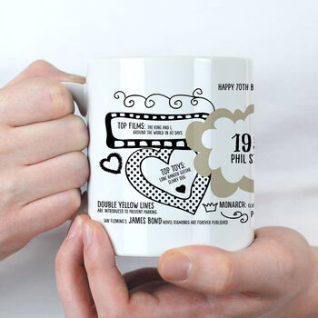 70th Birthday Gift Personalised 1956 Mug, 6 of 12