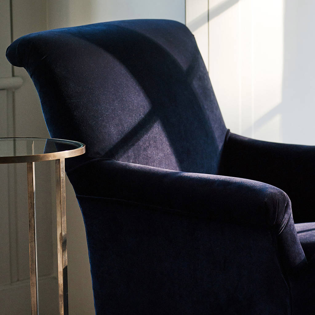 Finley Velvet Armchair, Midnight Blue By Rowen & Wren