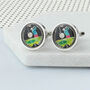 Personalised Enamelled Coin 5p Golfer Cufflinks, thumbnail 1 of 11