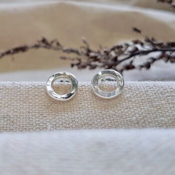 Sterling Silver Hammered Circle Studs, 2 of 6