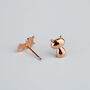 Rose Gold Colour Cat Stud Earrings, thumbnail 2 of 4