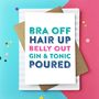 Bra Off Hair Up Belly Out Greeting Card, thumbnail 3 of 6