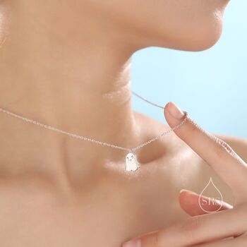 Cute Little Ghost Pendant Necklace In Sterling Silver, 7 of 11