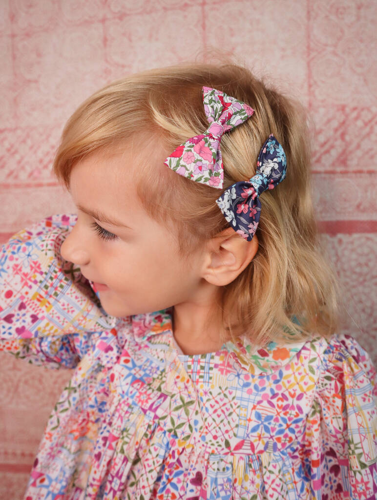 Liberty London Hair Bow Clips Set Of Two /50 Prints, 1 of 12