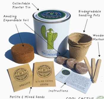Percy Pricklebum. Grow Your Own Cacti Kit, Gardening Gift, 4 of 5