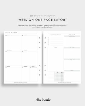 Mid Year 2025 2026 A5 Life Planner Inserts • Week On One Page, 4 of 9