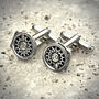 Fly Fishing Reel Cufflinks Antiqued Pewter, thumbnail 2 of 4