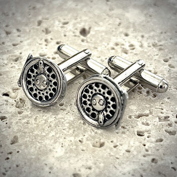 Fly Fishing Reel Cufflinks Antiqued Pewter, 2 of 4