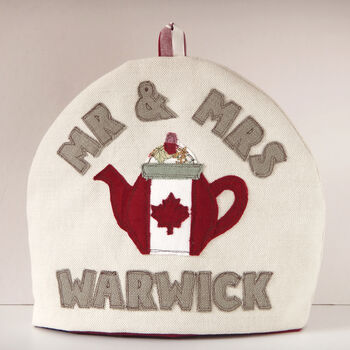 Personalised Canadian Flag Tea Pot Cosy Gift, 6 of 9