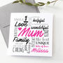 Personalised Mum Word Art Card, thumbnail 1 of 2