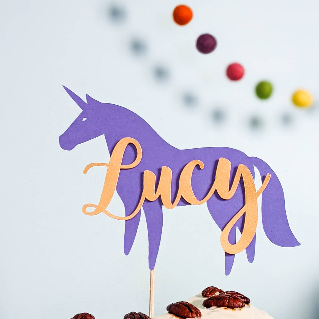 unicorn custom cake topper by the handmade cracker company