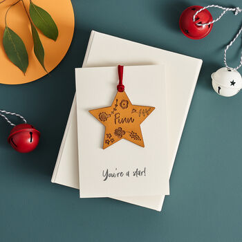 Personalised Engraved Keepsake Star Christmas Card, 3 of 4