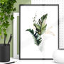 Tropical Leaf Print Set Of Four Illustration Green Gold, thumbnail 6 of 9