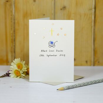 Personalised 'Button Christening' Handmade Card, 5 of 6