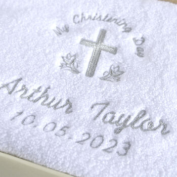 Personalised Christening Towel For Baby, 2 of 4