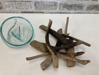 Medium Molten Glass Bowl On Driftwood Base, 2 of 8