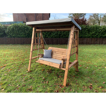 Dorset Two Seater Wooden Garden Swing Seat, 2 of 6
