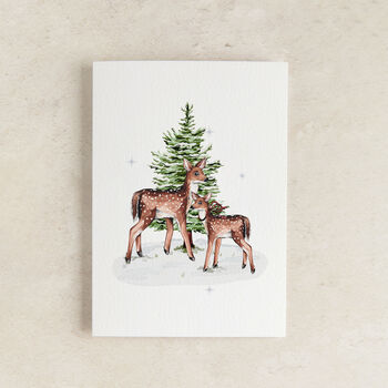 Christmas Deer Watercolour Greetings Card, 2 of 2
