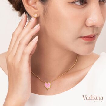 Enamel Bodhi Leaf Gold Vermeil, Sterling Silver Necklace, 3 of 9