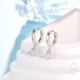 Sterling Silver Cz Marquise Crown Huggie Hoop Earrings, thumbnail 1 of 11