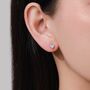 White Opal Heart Screw Back / Flat Back / Stud Earrings In Sterling Silver, thumbnail 4 of 12