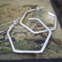 Silver Hexagon Earrings, thumbnail 1 of 6