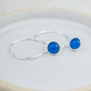 Sterling Silver Large Gemstone Hoop Earrings, 2 of 12