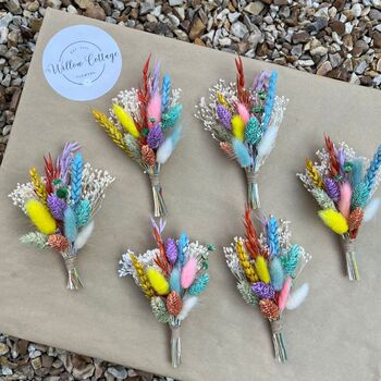 Rainbow Dried Flower Buttonhole, 2 of 5