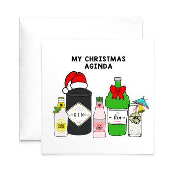 'Christmas Aginda' Funny Gin Christmas Card, 2 of 2