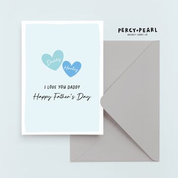 Personalised Blue Heart Father's Day Card, 2 of 4