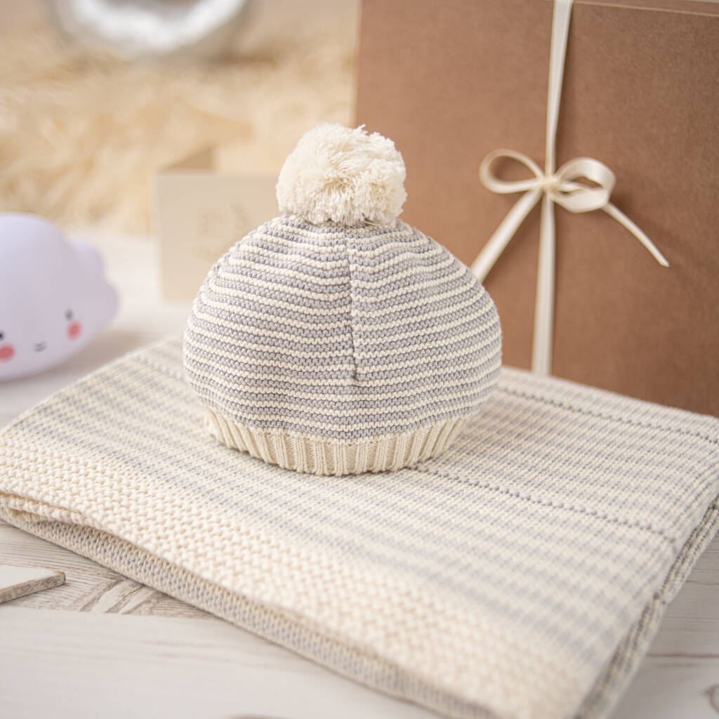 baby grey bobble hat