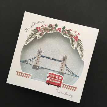 Tower Bridge Sparkling Pop Up Christmas Card, 5 of 6