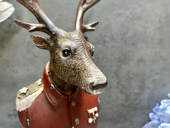 26cm Red Gentleman Stag Bust – Mini Deer Suit Figurine, 12 of 12