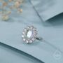 Sterling Silver Vintage Inspired Moonstone Cz Ring, thumbnail 1 of 11