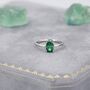 Sterling Silver One Carat Emerald Green Cz Oval Cut Ring, thumbnail 3 of 11